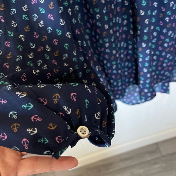 Talbots|Tossed Anchor Top, Long Sleeve Chiffon, Size 1x•••Beachy, Nautical Vibes - Picture 8 of 12